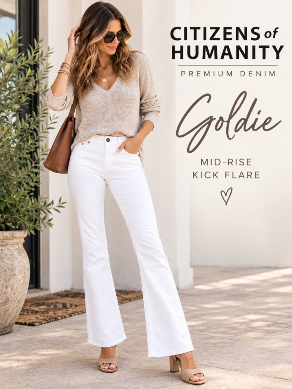 Citizens of Humanity Goldie Soft White Kick Flare Jeans 26 Stretch Premium Denim